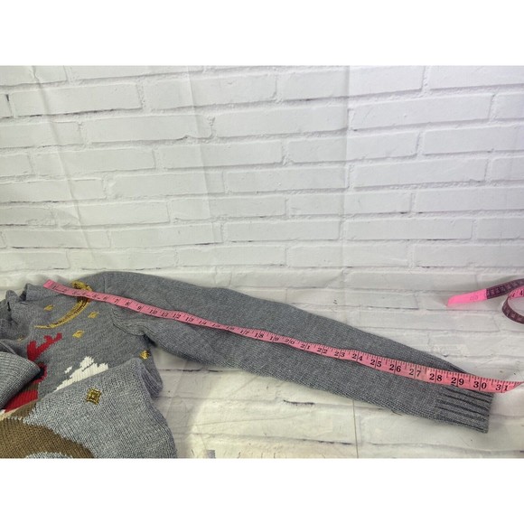 Reindeer Holiday Beers Christmas Ugly Sweater Gray Embellished Womens Size M - Picture 8 of 8